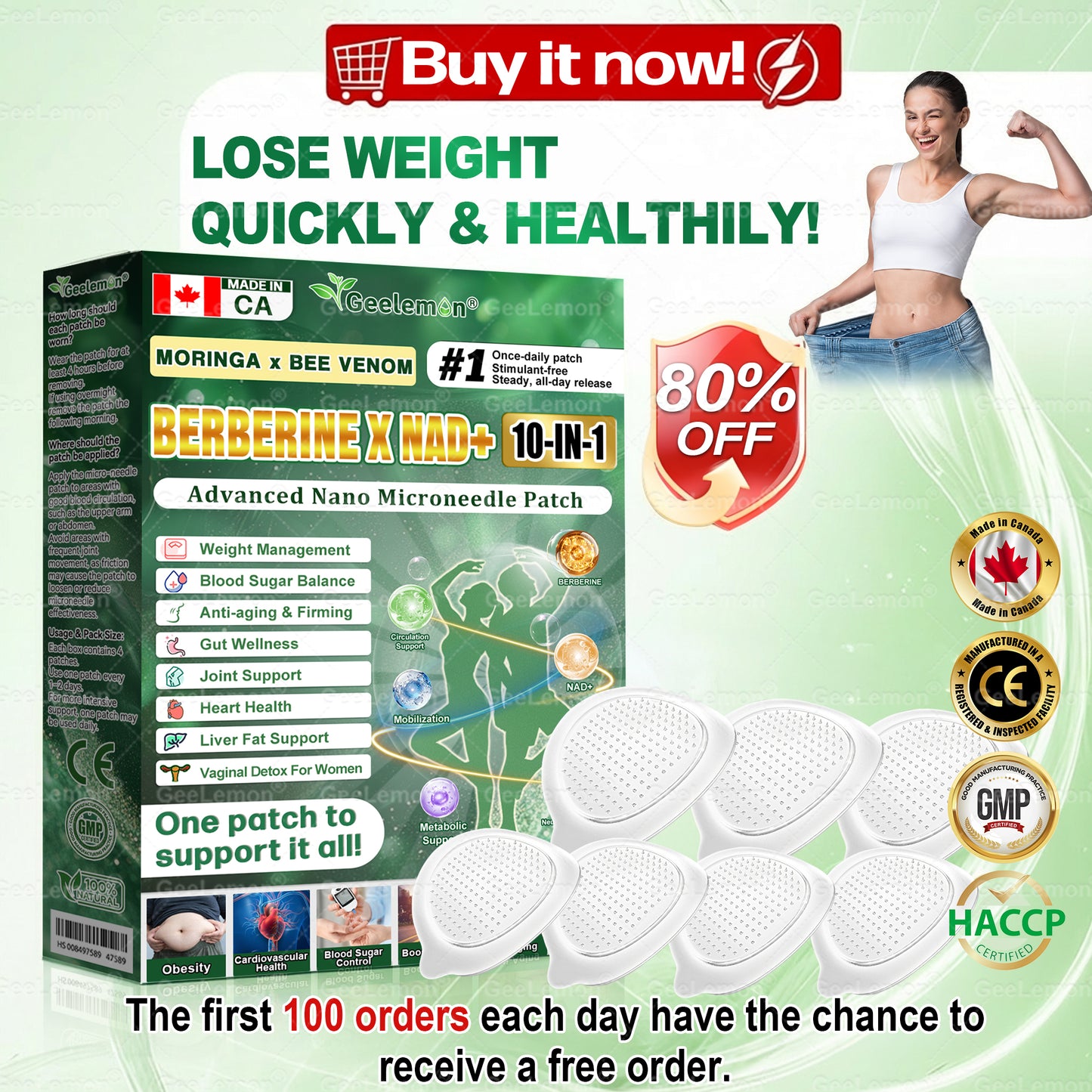 🇨🇦 𝑶𝒇𝒇𝒊𝒄𝒊𝒂𝒍 𝑺𝒕𝒐𝒓𝒆 | ❤️❤️❤️ 𝐆𝐞𝐞𝐋𝐞𝐦𝐨𝐧® Moringa · Berberine × NAD+ 𝟏𝟎-𝐢𝐧-𝟏 𝐀𝐝𝐯𝐚𝐧𝐜𝐞𝐝 𝐍𝐚𝐧𝐨 𝐌𝐢𝐜𝐫𝐨𝐧𝐞𝐞𝐝𝐥𝐞 𝐏𝐚𝐭𝐜𝐡 — 𝐎𝐧𝐜𝐞 𝐃𝐚𝐢𝐥𝐲, 𝐕𝐢𝐬𝐢𝐛𝐥𝐞 𝐑𝐞𝐬𝐮𝐥𝐭𝐬 𝐢𝐧 𝟕 𝐃𝐚𝐲𝐬